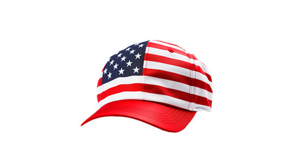 Baseball cap in American flag. Isolated baseball cap in side view in US flag