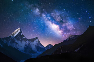 Galactic Peaks at Night - obrazy, fototapety, plakaty