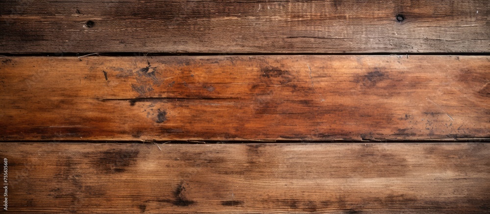 Poster this close-up view showcases the textured surface of a wooden plank wall, revealing the natural grai