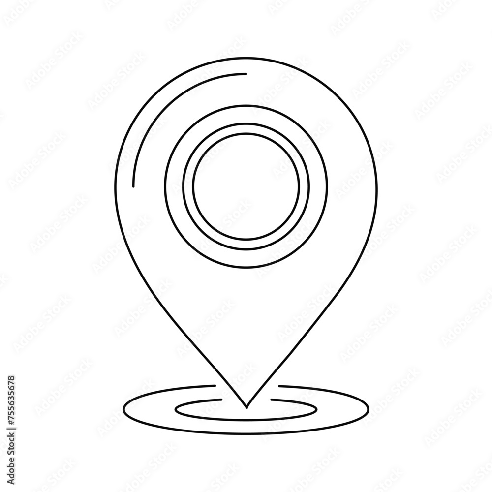 Poster continuous one line drawing of map point.gps,web concept.map point isolated on a white background. v