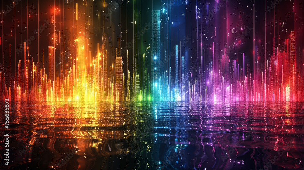 Aufkleber in the image, chaotic colorful rhythms create a calming atmosphere, drawing the viewer in with a sen