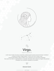 Zodiac sign constellations Virgo vector illustration wall decor ideas