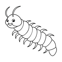 Centipede illustration coloring page for kids