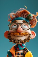 Obraz premium Cartoon Character With Glasses and a Beard