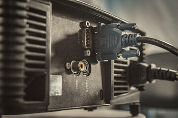 cable connection holes on the projector to connect to other devices, Modern technology. 