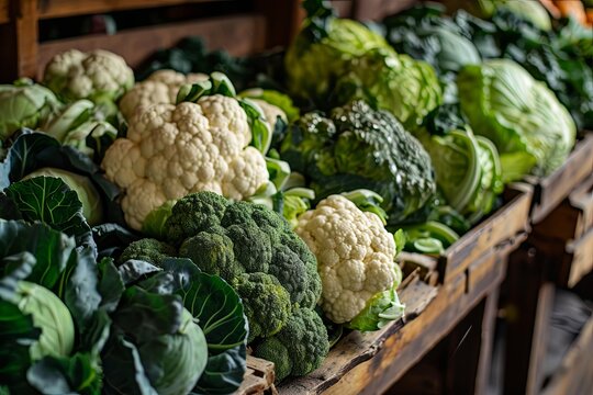 Fresh raw cut cauliflower and broccoli green vegetables natural food background