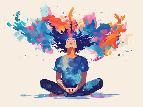 Colorful meditation concept with abstract watercolor