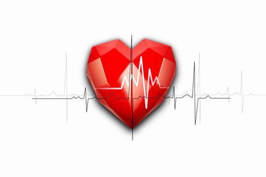 Cardiogram pulse trace and heart concept for a cardiovascular medical exam