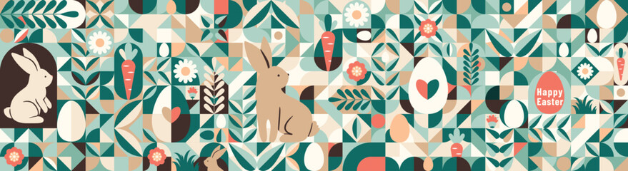 Easter seamless vector background. Modern geometric minimal abstract