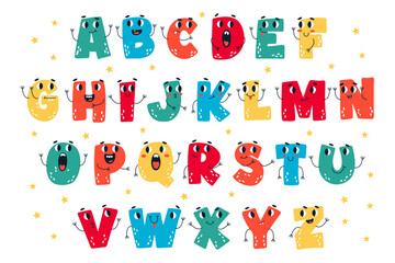 Funny kawaii letters alphabet creative typography design for children education vector illustration © Mykola Syvak