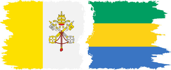 Gabon and Vatican grunge flags connection vector