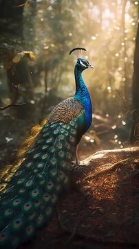 Peacock bird animal outdoor scene ultra-detailed macro photography picture poster background