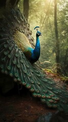 Peacock bird animal outdoor scene ultra-detailed macro photography picture poster background