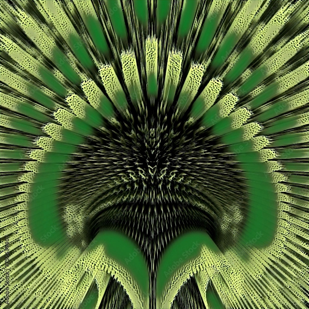 Aufkleber shades of dark and light green curved concentric pattern and design in exploding style