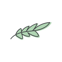 Simple hand drawn doodle plant icon. Leaf logo. Nature and ecology symbol. Vector illustration