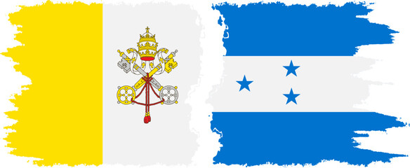Honduras and Vatican grunge flags connection vector