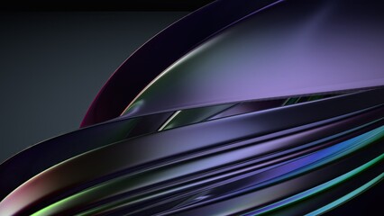 Metal Wave-like Plate Rainbow Reflection Bezier Curve Passionate Elegant Modern 3D Rendering Abstract Background