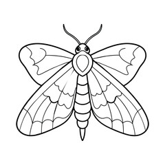 Moth illustration coloring page for kids