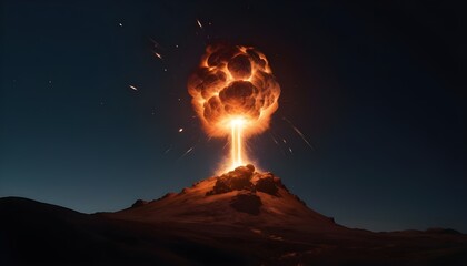 A brilliant flaming meteor with glowing molten tail streaking across the night sky, isolated on a transparent background for easy onto astronomy photography - obrazy, fototapety, plakaty