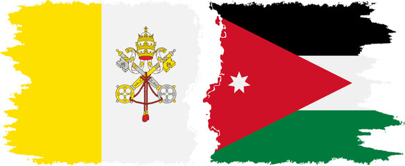 Jordan and Vatican grunge flags connection vector