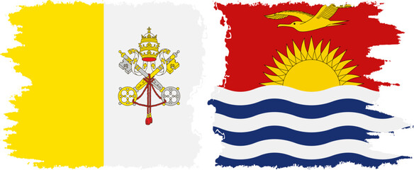 Kiribati and Vatican grunge flags connection vector