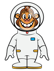 Cute Monkey cartoon characters wearing Astronaut costume and floating at space. Best for sticker, logo, and mascot with unexplored themes