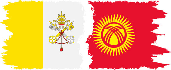 Kyrgyzstan and Vatican grunge flags connection vector