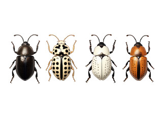 beetle collection set isolated on transparent background, transparency image, removed background