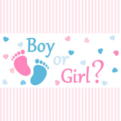 Creative cover design for baby gender reveal party invitation. Boy or girl?