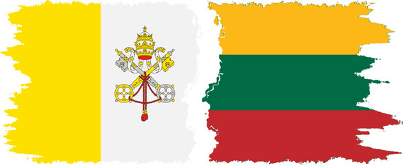 Lithuania and Vatican grunge flags connection vector