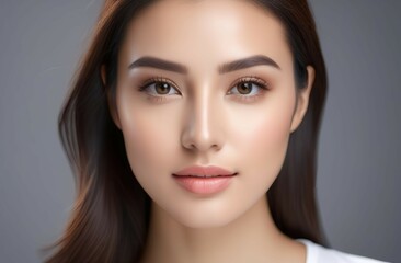 Fototapeta premium Young asian woman face close up