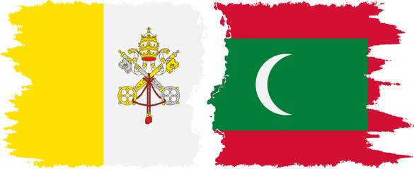 Maldives and Vatican grunge flags connection vector