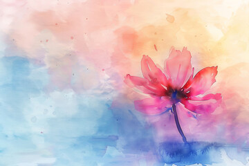 Ethereal watercolor painting of a vibrant pink flower, evoking peacefulness and artistic creativity