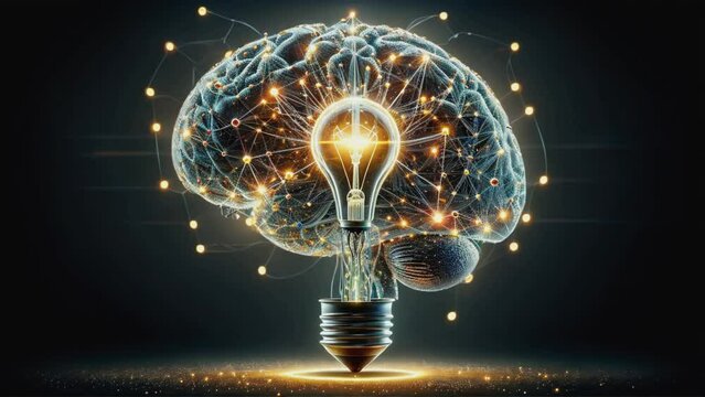 Light bulb with brain inside, idea concept.