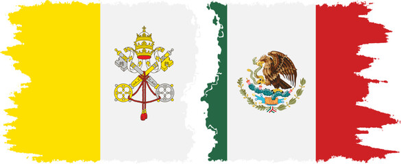 Mexico and Vatican grunge flags connection vector