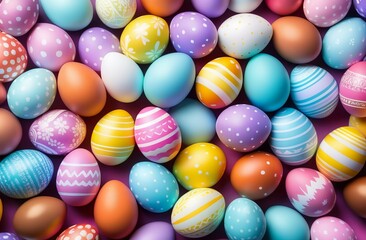 Easter eggs pastel colorful background