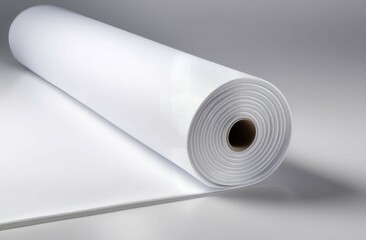 Photo mockup of roll of white fabric