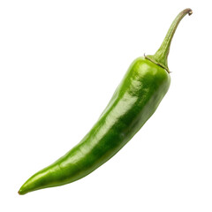 Green chili pepper isolated on transparent background.