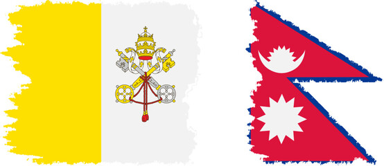 Nepal and Vatican grunge flags connection vector