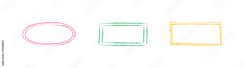 Aufkleber hand-drawn doodle frames. set of colorful vector text boxes isolated on a white background. brush-dr
