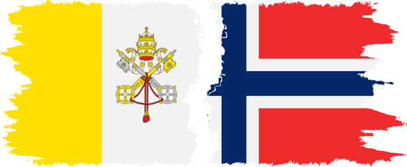 Norway and Vatican grunge flags connection vector