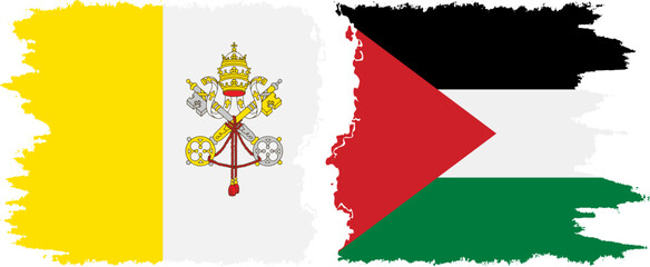 Palestine and Vatican grunge flags connection vector