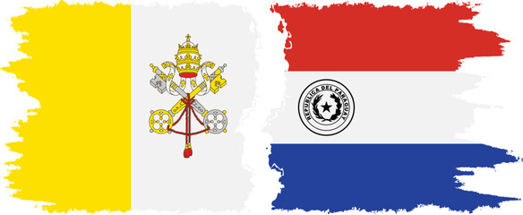 Paraguay and Vatican grunge flags connection vector