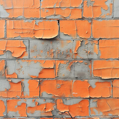 Brick wall painted orange, ai technology
