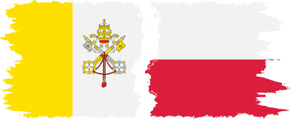 Poland and Vatican grunge flags connection vector