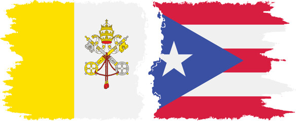 Puerto Rico and Vatican grunge flags connection vector