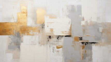 Abstract gray, white and gold painting