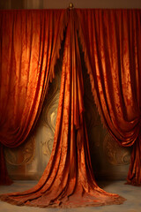 Intricately Designed Luxurious Curtains Enhancing Room Decor and Radiating Warm Hues