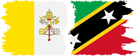 Saint Kitts and Nevis and Vatican grunge flags connection vector