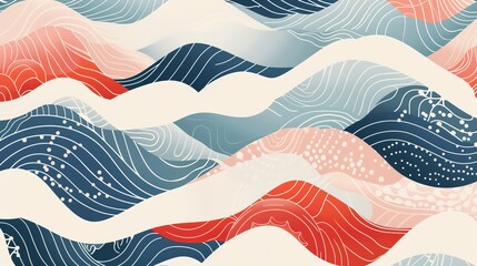 Pattern with abstract background modern. Japanese wave template.